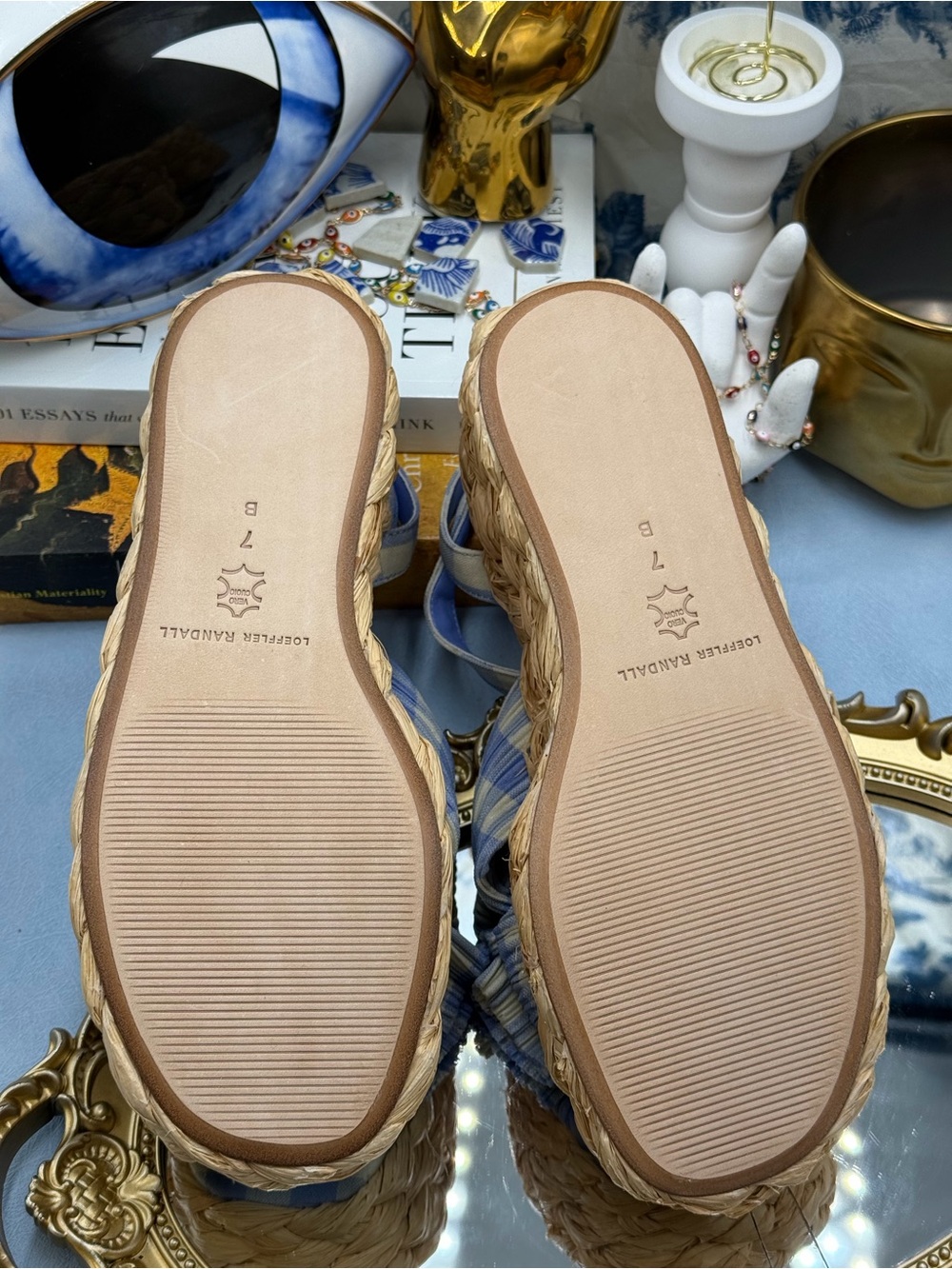 🆕 LOEFFLER RANDALL 🧿 NWOB Gaby Espadrille Sandals, Blue Gingham - Sz 7 - Picture 16 of 16